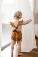 Load image into Gallery viewer, CARAMEL LINEN VINTAGE ROMPER
